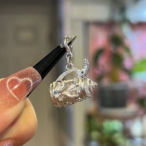 Vintage Monet Silver Tone Mechanical Beer Stein Charm Opening Lid